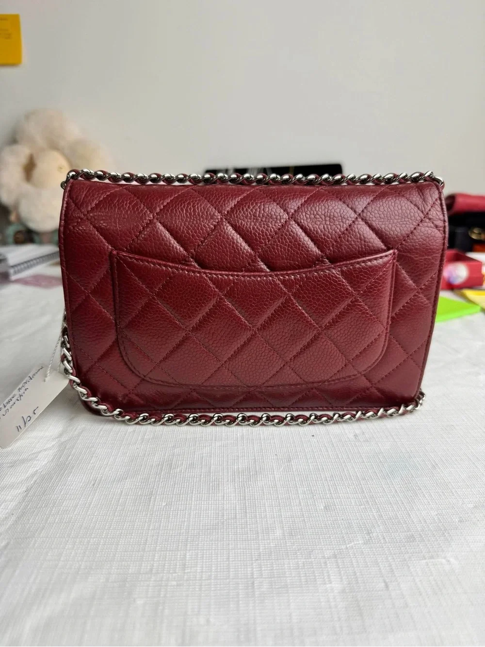 CHANEL Quilted Chain Crossbody Bag - Burgundy 100% authentic